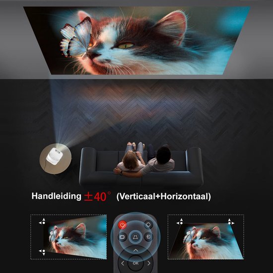 5G WiFi Bluetooth - Projector - SmartImprove draagbare projector 1080P ondersteund - 4D keystone - Correctie - Thuis buitenshuis - Geschikt voor telefoonprojector - Met - Smartphone - TV stick - Android - iOS - Xbox - PS5