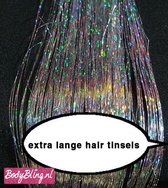 Daviva Hair Tinsels Sparkling zilver - glitter hairextensions - 240 stuks