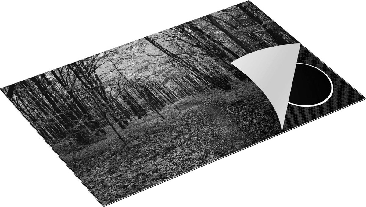 Chefcare Inductie Beschermer Voetpad in Groen Bos - Zwart Wit - 80x50 cm - Afdekplaat Inductie - Kookplaat Beschermer - Inductie Mat