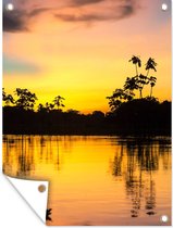 Tuinposter - Schaduw - Bomen - Schuttingposter - Meer - Water - Tuindecoratie - Tuin - 30x40 cm - Tuindoek - Buitenposter