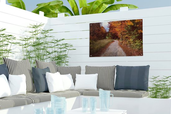 Affiche de jardin - Automne - Chemin - Forêt - Oranje - 60x40 cm - Toile de jardin - Peinture de jardin