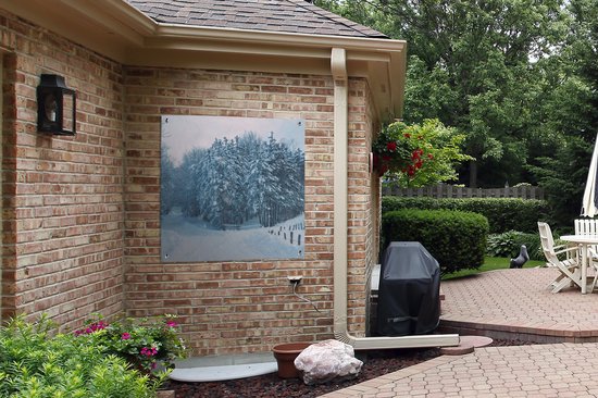 Affiche de jardin - Peinture de jardin Forêt - Hiver - Affiche de jardin - Neige - Décoration de jardin - Forêt - 100x100 cm - Toile de jardin - Affiche extérieure