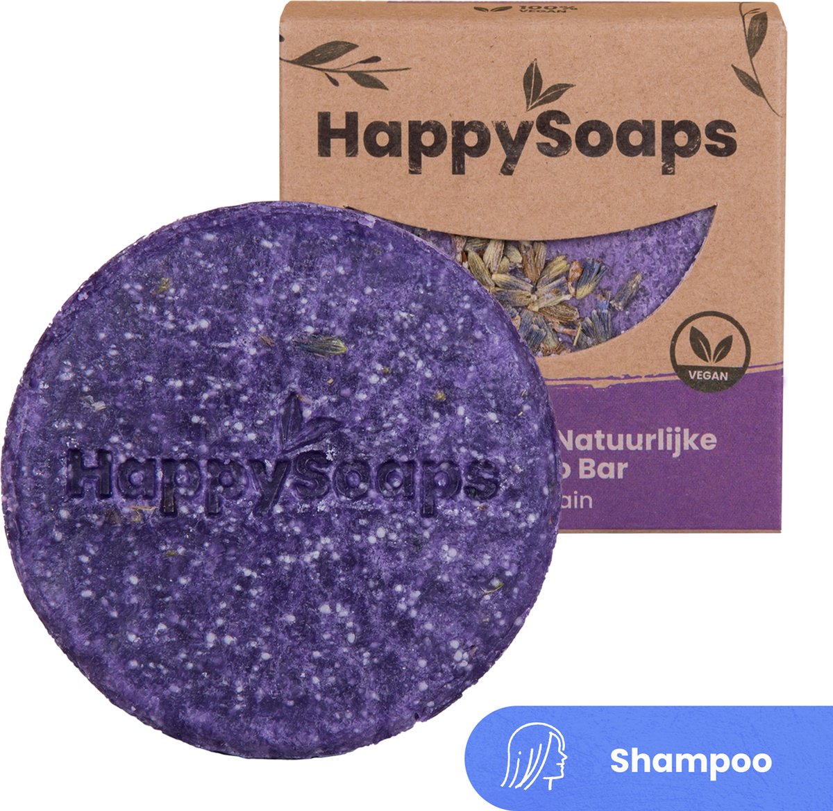 HappySoaps Shampoo Bar - Purple Rain Lavendel - Roos en Normaal Haar, Geschikt als Zilvershampoo - 100% Plasticvrij, Natuurlijk en Vegan - 70gr - HappySoaps