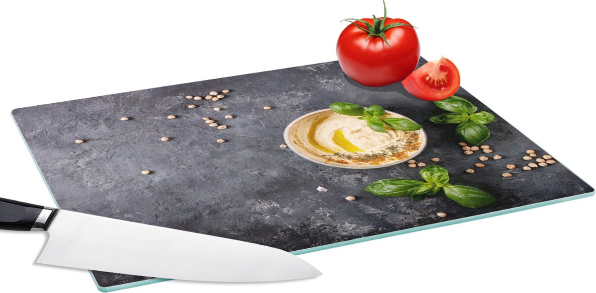 Glazen Snijplank - 39x28 - Dessert - Basilicum - Kruiden - Industrieel - Snijplanken Glas