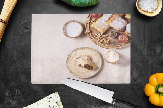Planche à découper en Verres - 28x20 - Pâtisserie - Herbes - Fruits - Strudel aux pommes - Planches à découper en Glas