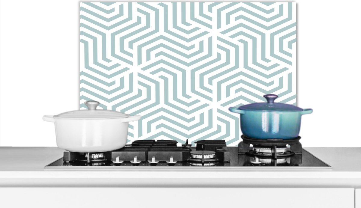 Spatscherm - Design - Keuken - Lijn - Groen - Spatwand - 60x40 cm - Achterwand keuken