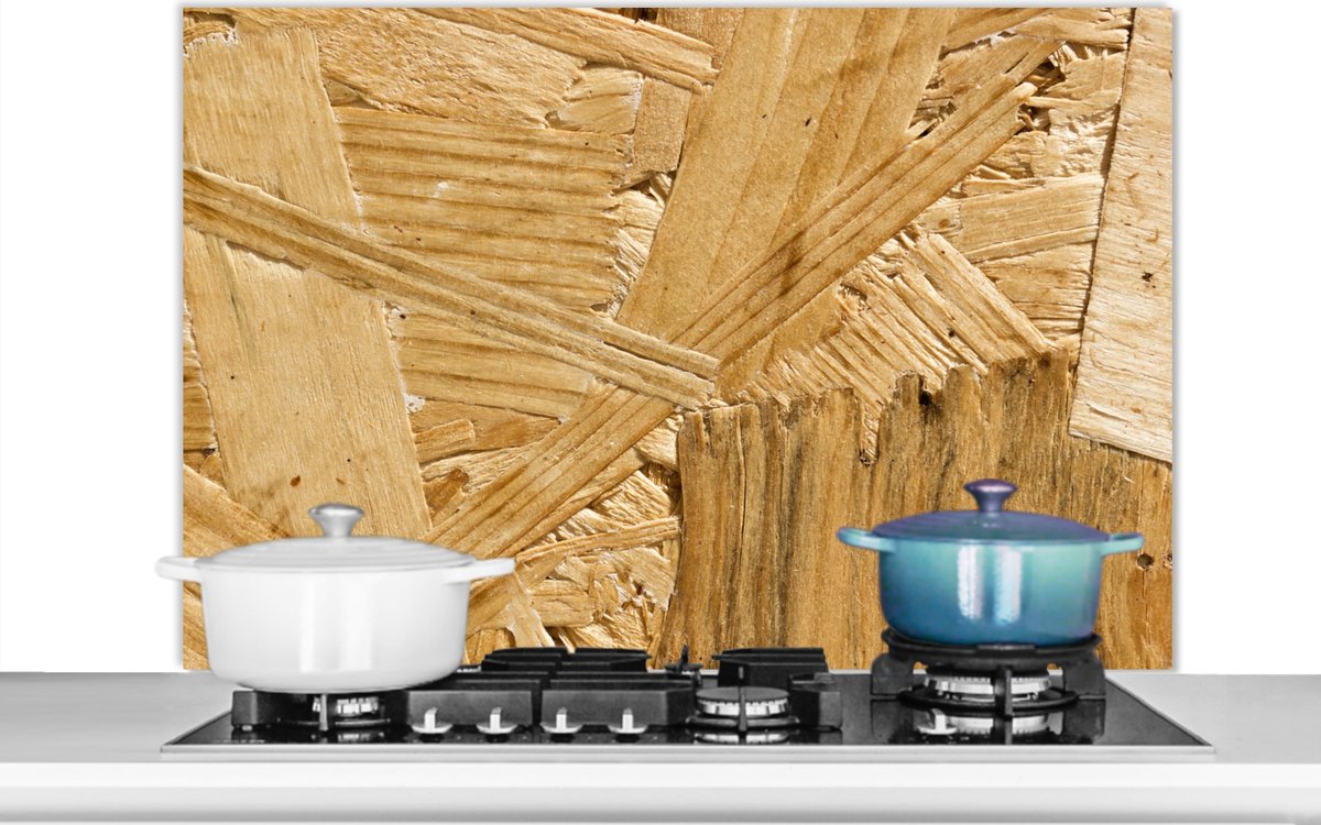 Spatscherm keuken - Achterwand keuken - Hout - Plank - Structuur - Patroon - Spatwand - 100x65 cm