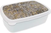 Broodtrommel Wit - Lunchbox - Brooddoos - Mondriaan - Kunst - Oude meesters - 18x12x6 cm - Volwassenen