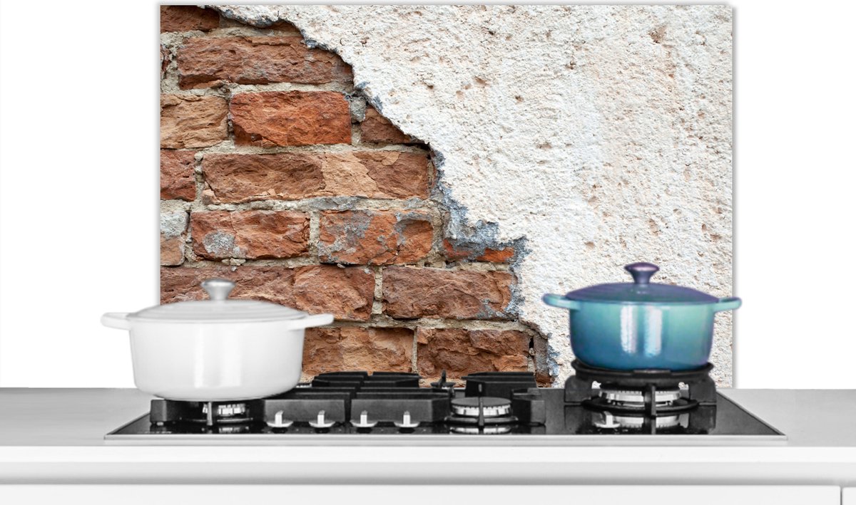 Spatscherm - Spatwand- Baksteen - Muur - Gips - Keuken achterwand - 80x55 cm