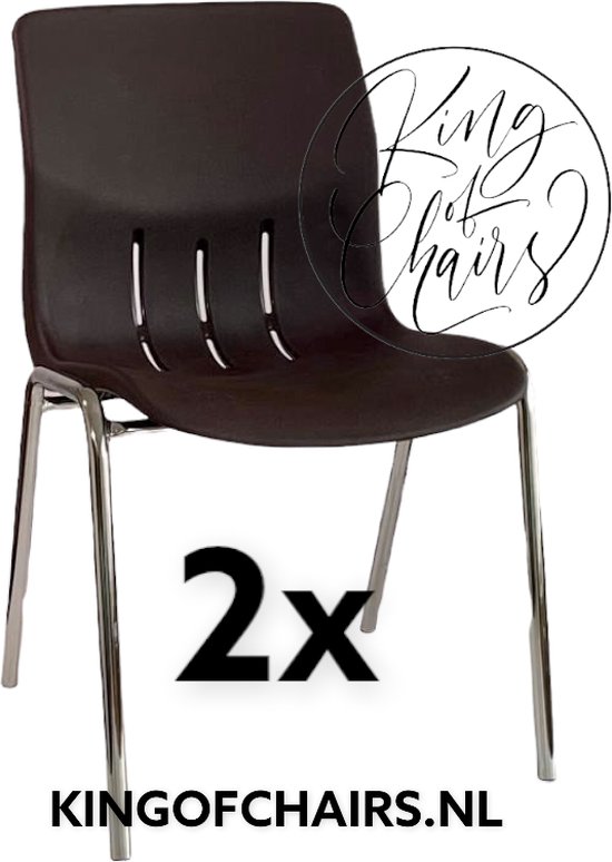 King of Chairs -set van 2- model KoC Denver bruin met verchroomd onderstel. Kantinestoel stapelstoel kuipstoel vergaderstoel tuinstoel kantine stoel stapel stoel Jolanda kantinestoelen stapelstoelen kuipstoelen stapelbare Napels eetkamerstoel