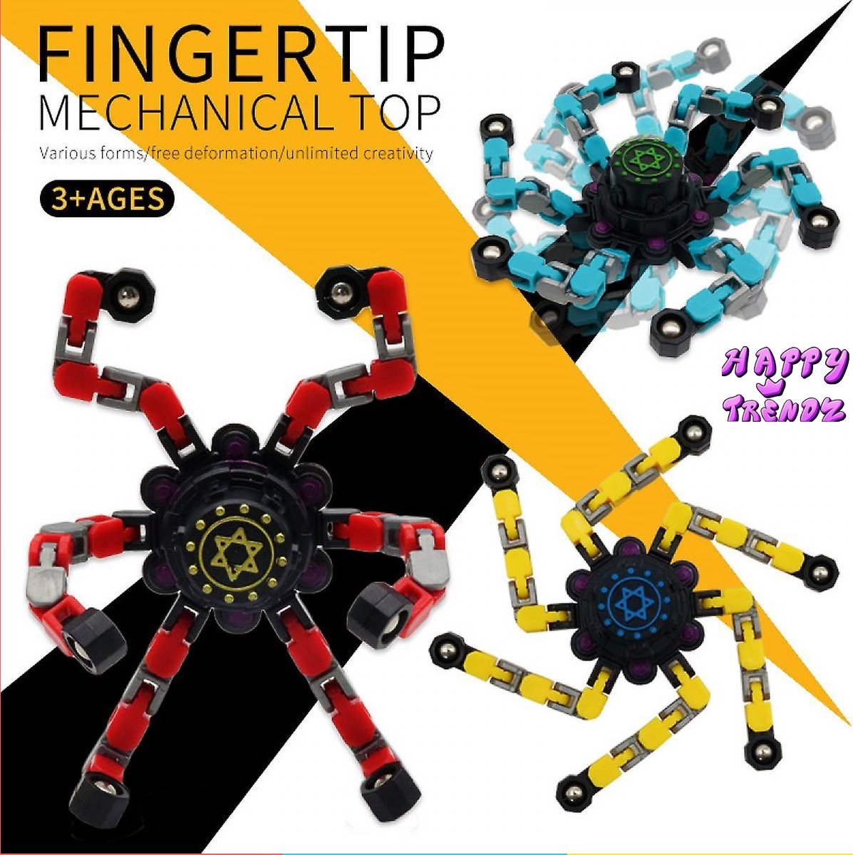 Happy Trendz® Fidget Toys Spinner - 2 Pièces - Rouge - Jaune
