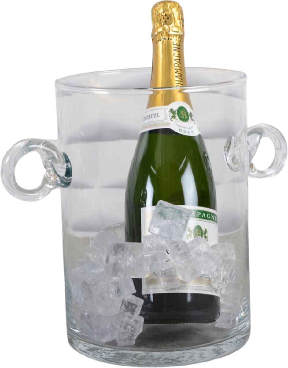 Champagne Emmer - Champagnekoeler - Wijnkoeler - Ijsemmer - Transparant - Glas Ø18cm