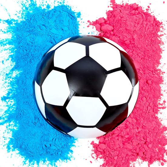 Partizzle Gender Reveal Voetbal - Met Roze & Blauwe Poeder - Babyshower Versiering - Boy or Girl Party - Alternatief Rookbom & Rookkanon - Plastic