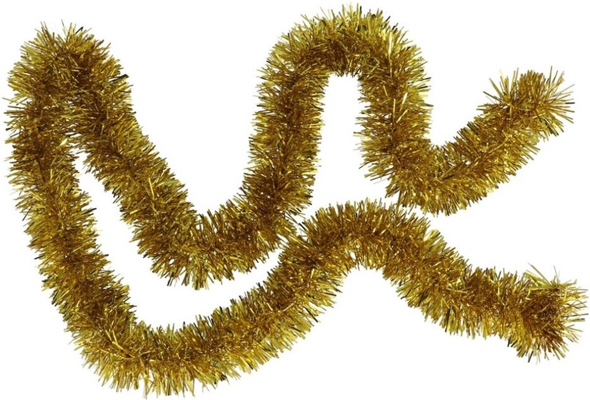 Gerimport Kerstslingers - 4x stuks - glitter goud - folie lametta - 180 x 7 cm - kerstboom versiering/guirlandes – foto 2