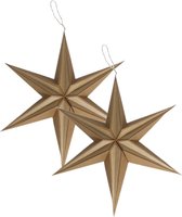 2x stuks papieren decoratie kerstster lampionnen bruin 30 cm - Kerststerren - Kerstdecoratie/kerstversiering