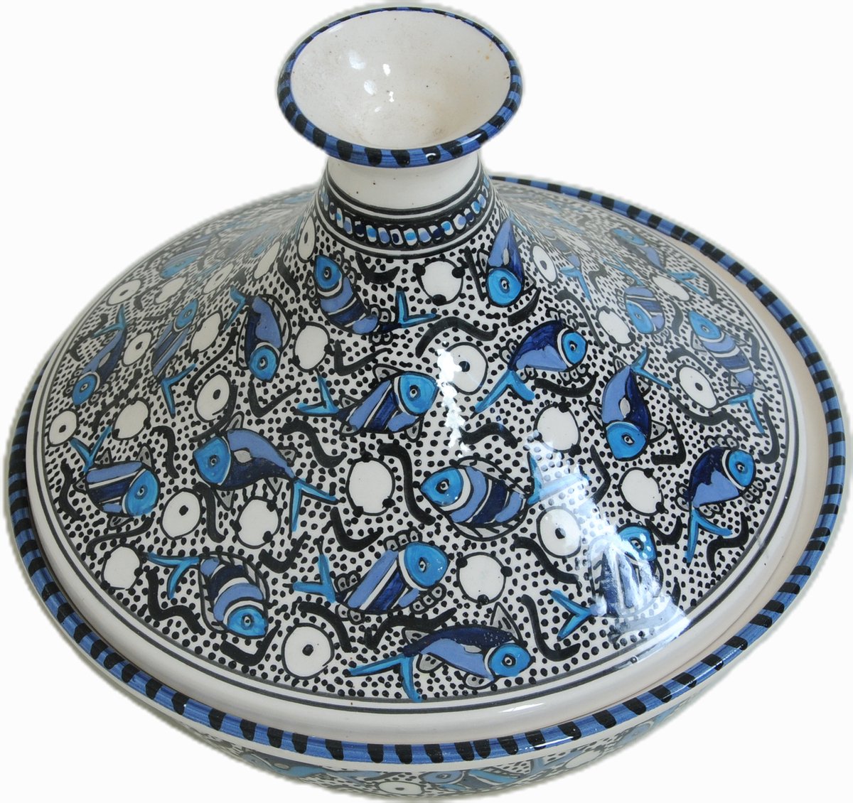 Aardewerk tajine serveerschaal / kom / schaal met deksel ø 30 cm blauw