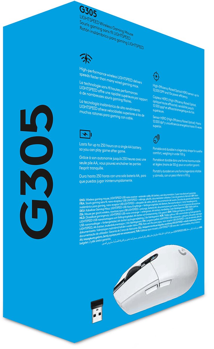 Logitech G305 Lightspeed Draadloze Gaming Muis Wit