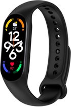 Siliconen Smartwatch bandje - Geschikt voor Xiaomi Mi Band 7 siliconen bandje - zwart - Strap-it Horlogeband / Polsband / Armband