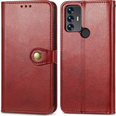 Mobigear Telefoonhoesje geschikt voor TCL 305 Hoesje | Mobigear Snap Button Bookcase Portemonnee | Pasjeshouder voor 3 Pasjes | Telefoonhoesje voor Pinpas / OV Kaart / Rijbewijs - Rood