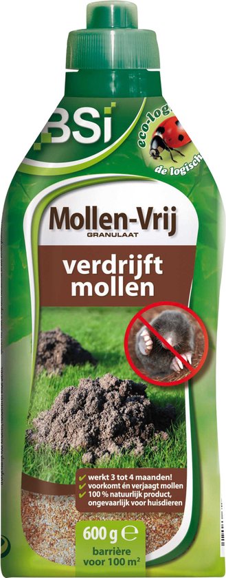 Foto: Bsi mollen strooigranulaat mollenbestrijding verdrijft en voorkomt mollen in de tuin 600 g voor 100 m 