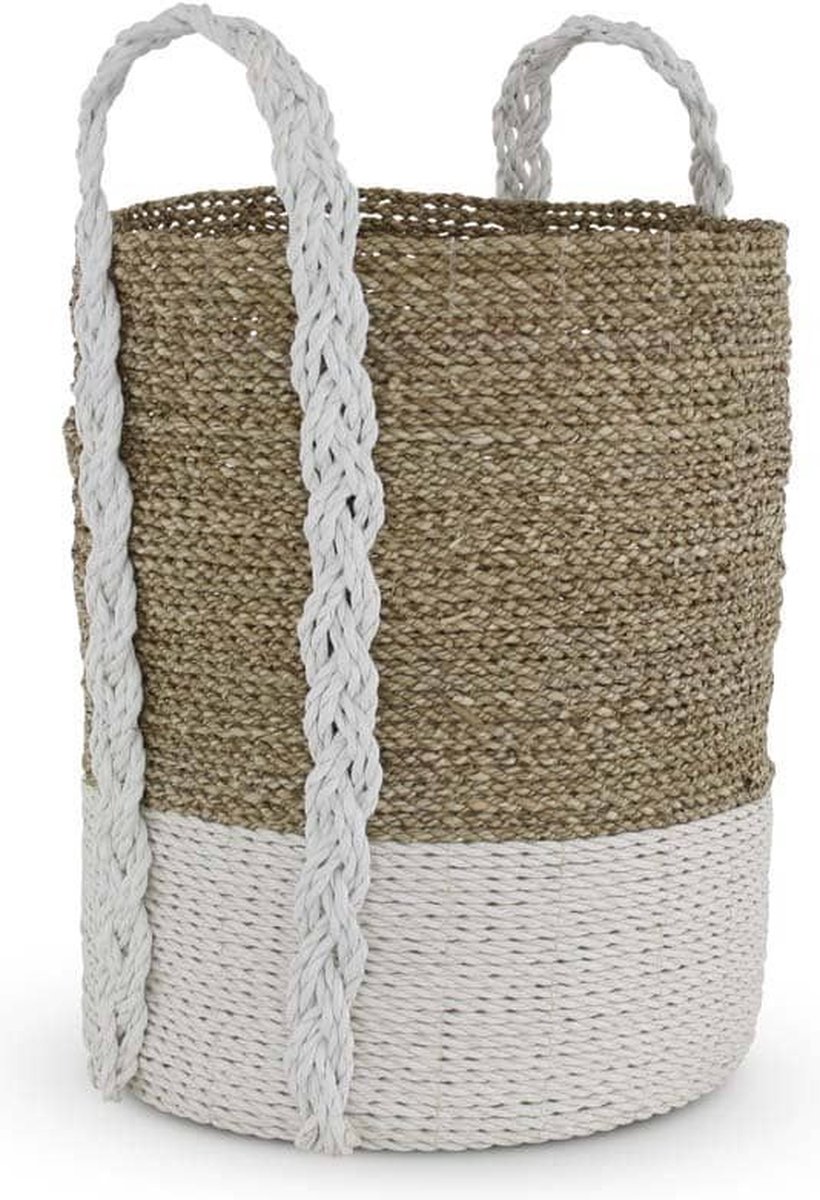 Safaary - Rieten Mand van Zeegras Wit Bali Melin-Ø 38 x 44cm