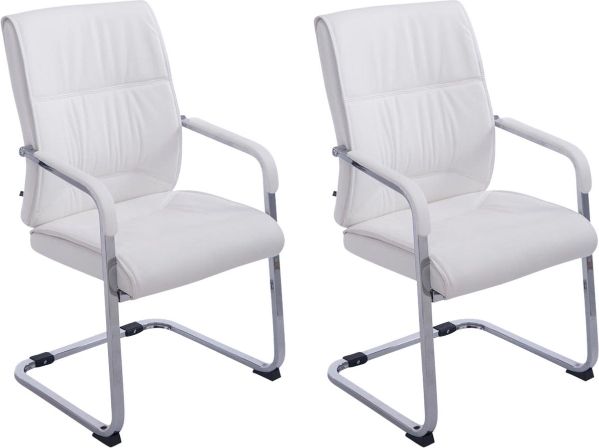 CLP XXL Anubis Set van 2 Eetkamerstoelen - Kunstleer wit