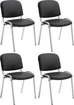 CLP Ken Set van 4 stoelen - Met Chroom - Kunstleer zwart