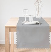 De Groen Home -45x135 - Velvet textiel Tafelloper -Lichtgrijs - Runner