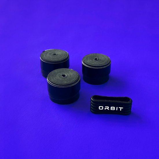 Orbit Padel Zwarte Overgripjes - Padel overgrip - 3 stuks inclusief rubberen ring