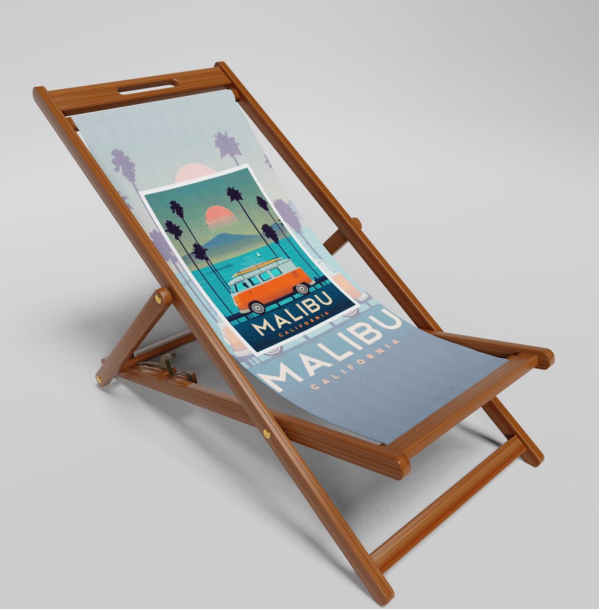 Strandstoel-bedrukken - Strandstoel Inklapbaar Malibu - Vouwstoel - Verstelbaar - Stof en FSC Acaciahout Hoge Kwaliteit