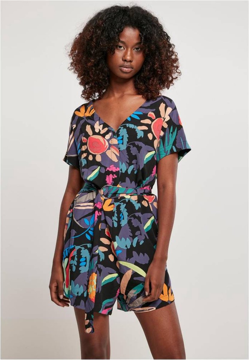 Urban Classics Short Viscose Belt Playsuit M Zwart