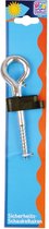 1x Veiligheidsschommelhaken / bevestigingshaken staal - 16 cm - krulhaken met houtdraad - voor ophangen en bevestigen van schommels / voorwerpen - schommelhaken met veiligheidssluiting
