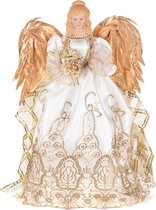 Goodwill Christmas Angel - Tissu Engel - Perles - Ressorts Wit- Goud H 41 cm