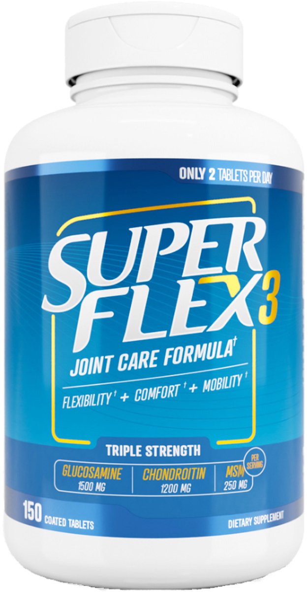 SUPERFLEX-3 – Supplement voor gewrichten – Glucosamine, Chondroitin & MSM – 150 tabletten