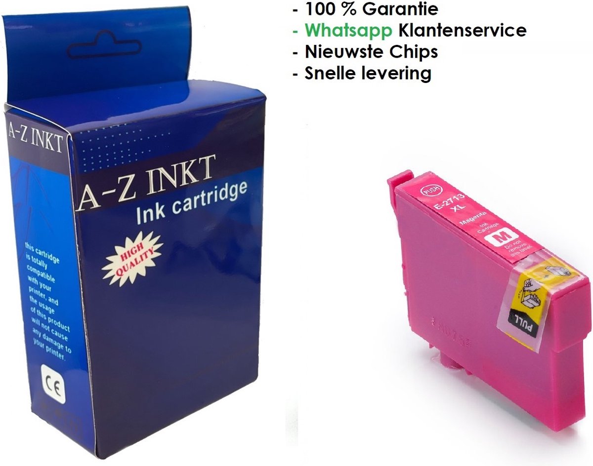 AtotZinkt Compatible inkt cartridge voor Epson 27XL M | 1 x Magenta Rode inktcartridge voor Epson Workforce WF-3620WF, WF-3620DWF, WF-3640DTWF, WF-7110DTW, WF-7210DTW, WF-7610DWF, WF-7615DWF, WF-7620DTWF, WF-7710DWF, WF-7715DWF, WF-7720DTWF