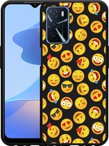 Oppo A54s Hoesje Zwart Emoji - Designed by Cazy
