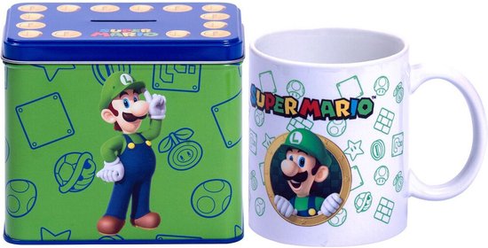 Nintendo Super Mario Bros Luigi Mok en spaarpot set