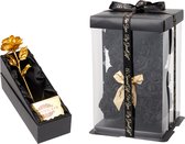 GreatGift® - Gouden Roos In Luxe Box met Zwarte Rozen Beer - Bloemen - Verjaardagscadeau -Moederdag - Valentijn - Liefde - Goud - Cadeau voor vrouw