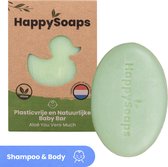 HappySoaps Baby en Kids Shampoo Bar & Body Wash Bar - Aloë You Vera Much - Zacht & Verzorgend - 100% Natuurlijk, Plasticvrij en Vegan - 80 Gram