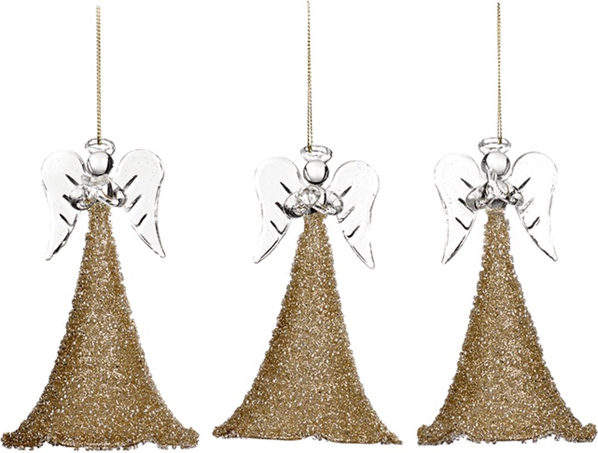 Goodwill Kerstbal-Engel Glas - Goud - 14 Cm Voordeel Ass. Per - 3 Stuks