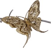 Goodwill Kerstbal-Vlinder op klip Goud D 13 cm Voordeelaanbod Per 2 stuks
