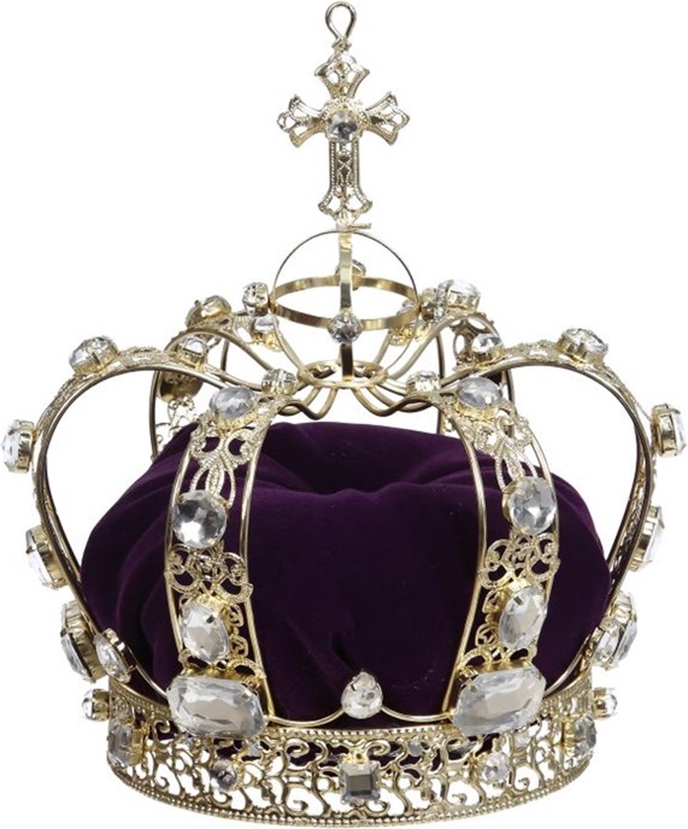 Goodwill Kerstbal-Jewel-Kroon-Piek Parel Goud-Rood Lengte 20 cm