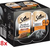 Sheba - Perfect Portions - Adult Paté Kalkoen - 8 verpakkingen van 3x2stuks