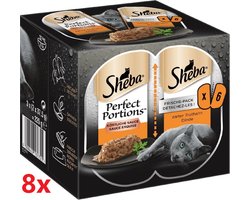Sheba - Perfect Portions - Adult Paté Kalkoen - 8 verpakkingen van 3x2stuks