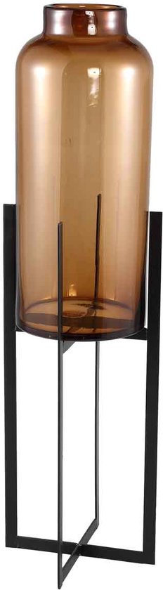 Vase Lamis PTMD avec PTMD - 20 x 20 x 69 cm - Glas/ métal - Marron / noir