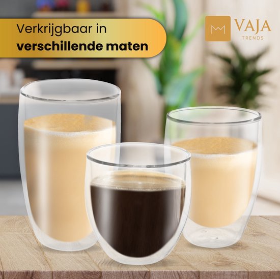 Verres à thé Trends Verres à thé à double paroi avec cuillère - Set de Verres à café - 250 ml - 4 pièces - Verres à Cappuccino - Verre à thé à double paroi