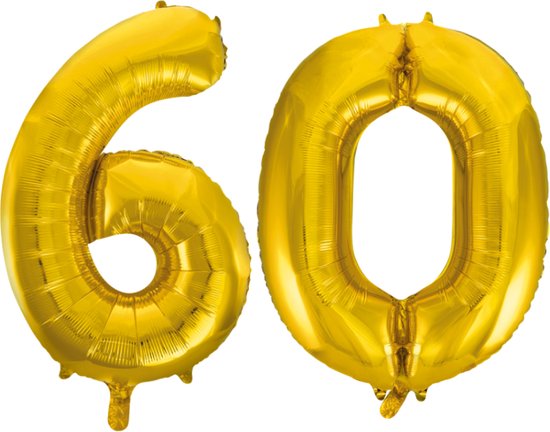 Folieballon 60 jaar Goud 66cm