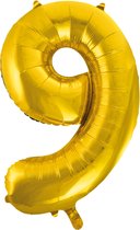 Folieballon 9 jaar Goud 66cm