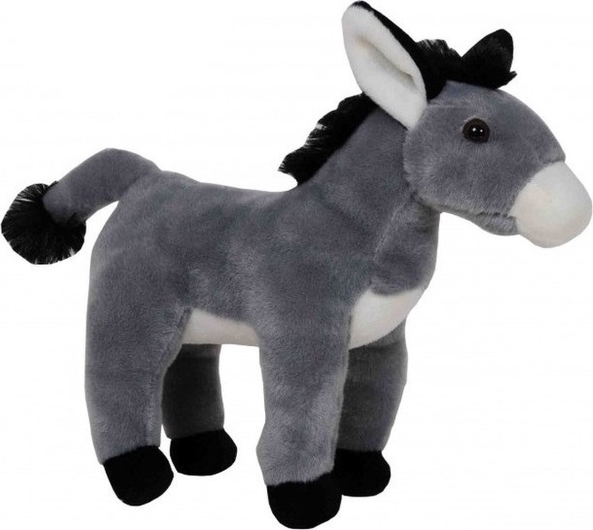 Sandy Knuffel ezel - grijs - 24 cm - pluche knuffels - boerderij dieren
