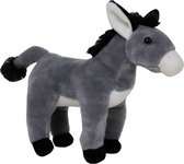 Pluche grijze ezel knuffel 24 cm - Ezels knuffels - Speelgoed voor kinderen